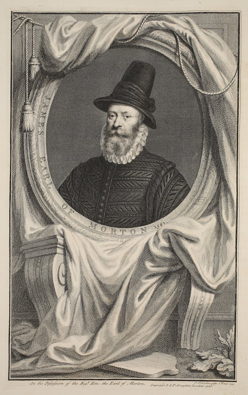 Portret Jamesa, hrabiego Morton, ilustracja z „Heads of Illustrious Persons of Great Britain”, wyd. autor: Knapton, Londyn 1742 autorstwa Jacobus Houbraken