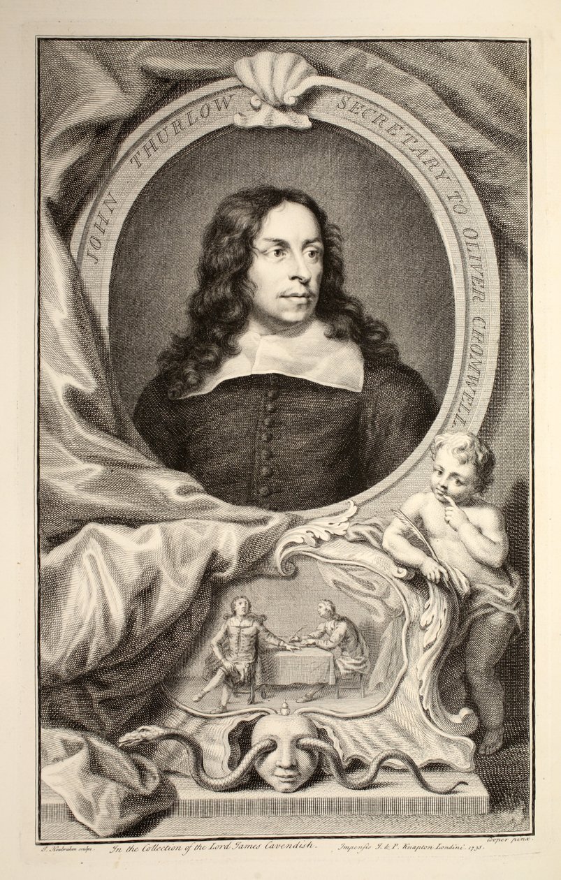 Portret Johna Thurlowa, ilustracja z "Heads of Illustrious Persons of Great Britain", wyd. Knapton, Londyn 1742 autorstwa Jacobus Houbraken