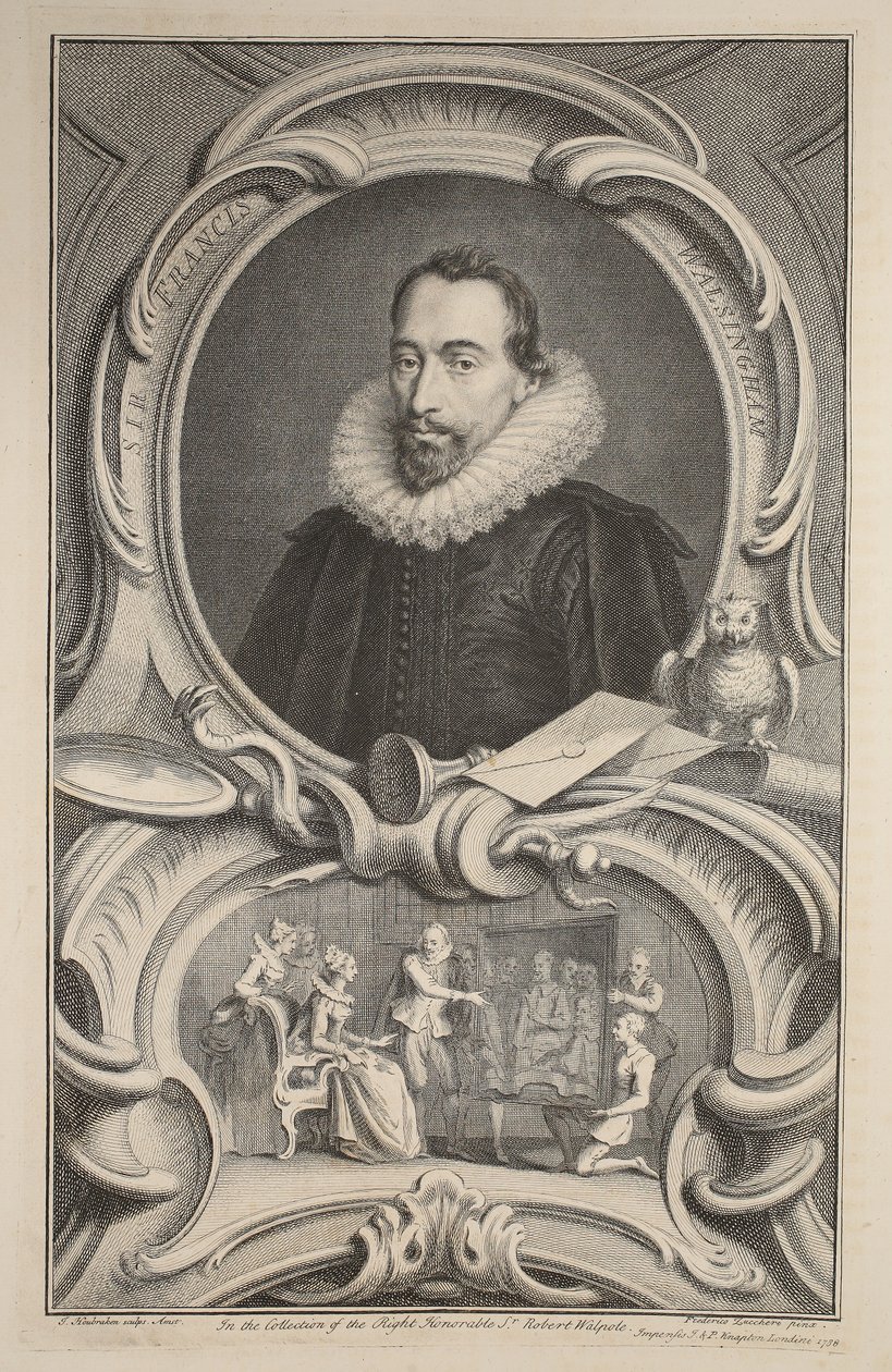 Portret sir Francisa Walsinghama, ilustracja z „Heads of Illustrious Persons of Great Britain”, wyd. autor: Knapton, Londyn 1742 autorstwa Jacobus Houbraken