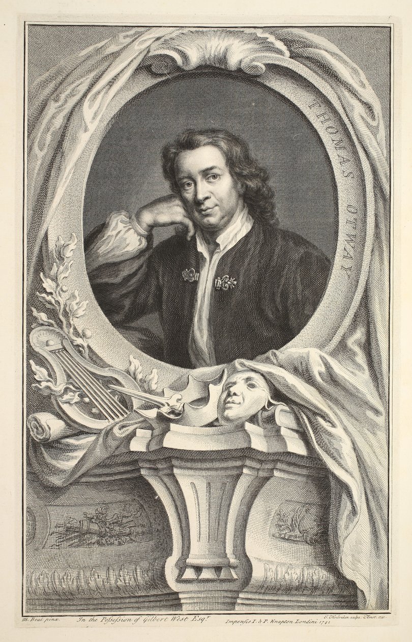 Portret Thomasa Otwaya, ilustracja z książki "Heads of Illustrious Persons of Great Britain", wydanej przez Knapton, Londyn 1742. autorstwa Jacobus Houbraken
