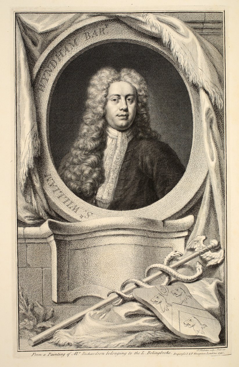 Portret Williama Wyndhama, ilustracja z „Heads of Illustrious Persons of Great Britain”, wyd. autor: Knapton, Londyn 1742 autorstwa Jacobus Houbraken