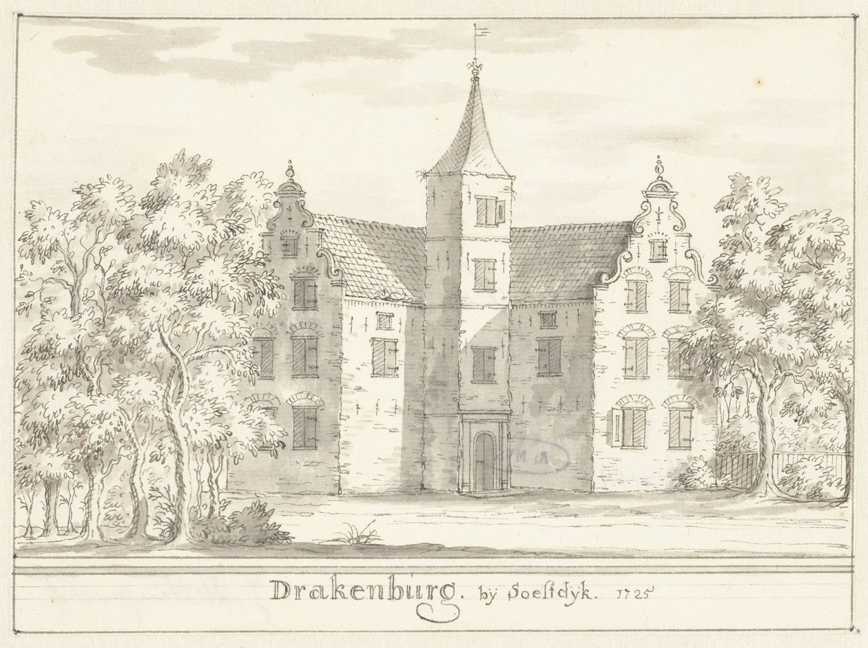 Zamek Drakenburg niedaleko Soestdijk autorstwa Jacobus Stellingwerff