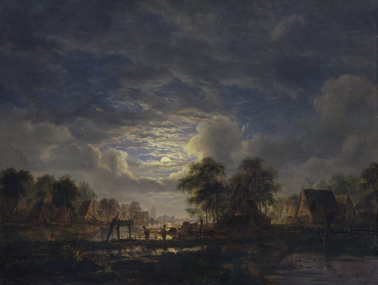 Wieś nad kanałem, 1840 autorstwa Jacobus Theodorus Abels