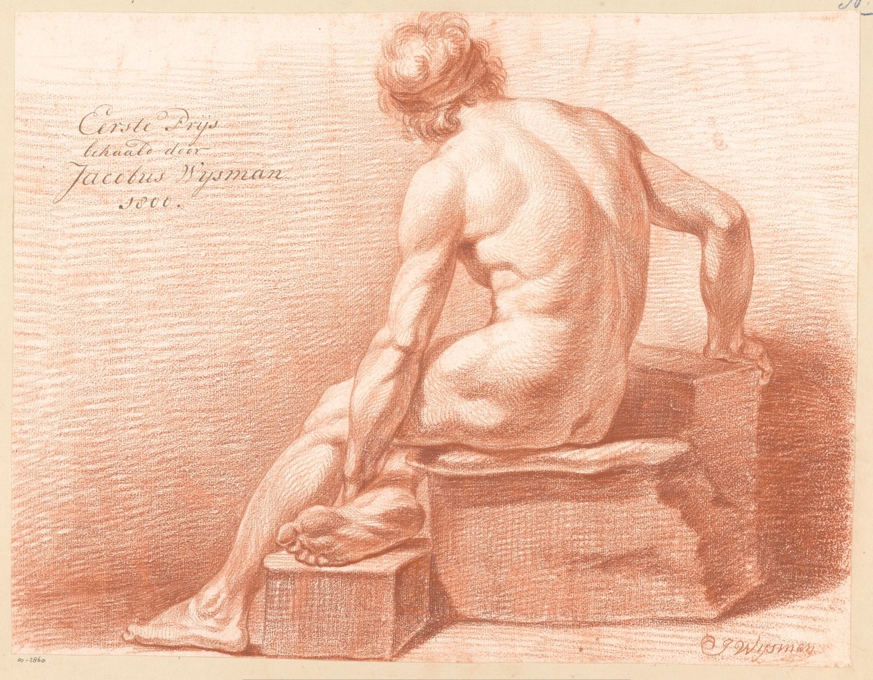 Siedzący akt męski, widziany z tyłu (1 nagroda 1800) autorstwa Jacobus Wijsman