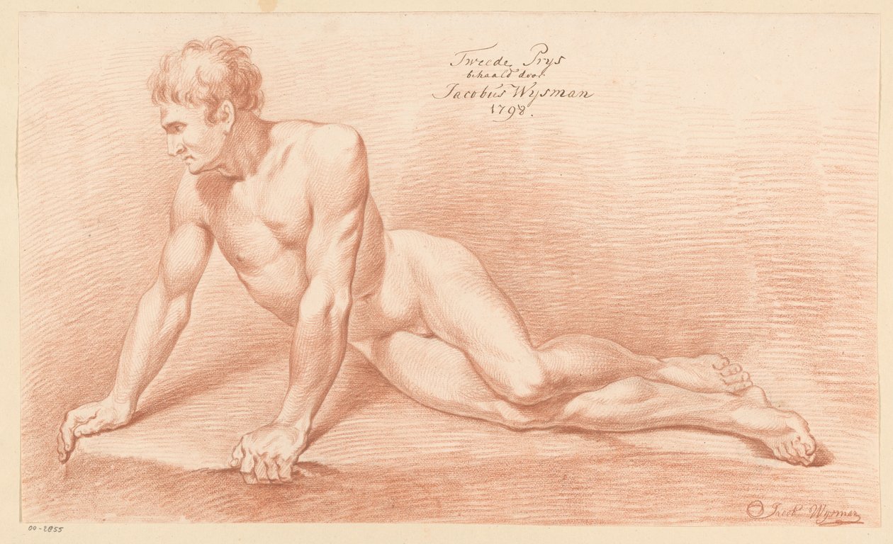 Akt męski w pozycji siedzącej, widziany z przodu (II nagroda 1798) autorstwa Jacobus Wijsman