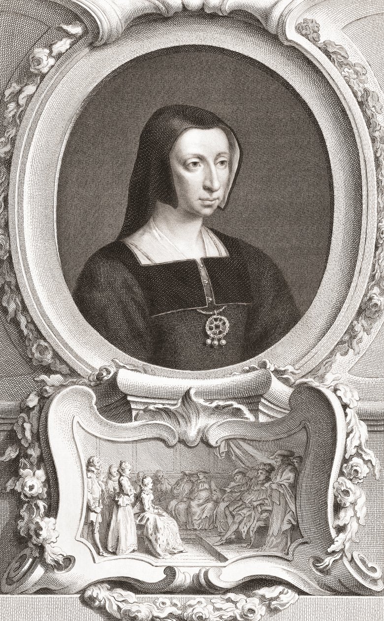 Louise de Savoy (1476-1531) francuska szlachta i regentka, księżna Owernii i Burbonu, księżna Nemours, matka króla Franciszka I (rycina) autorstwa Jacobus and Vertue George Houbraken