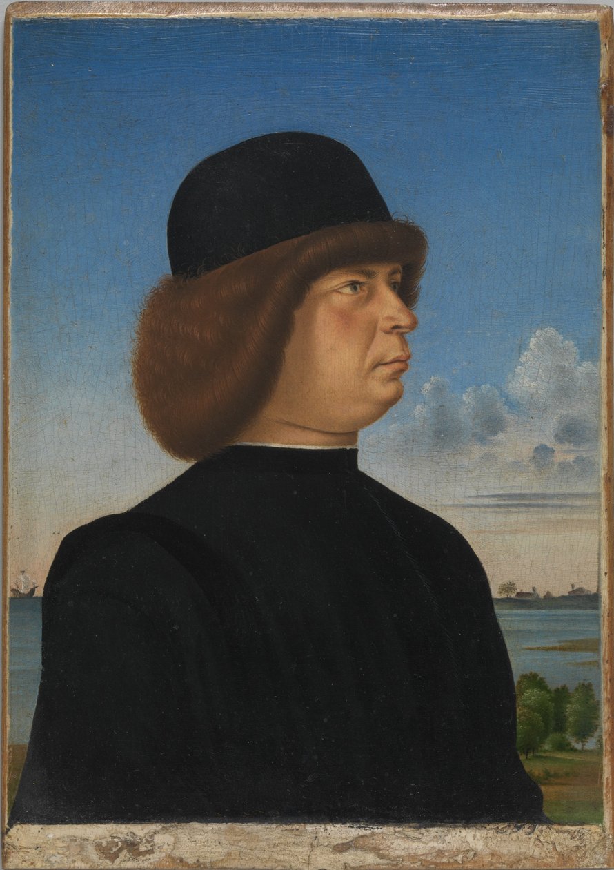 Portret Alvise Contariniego(); (verso) Roebuck na uwięzi autorstwa Jacometto Veneziano