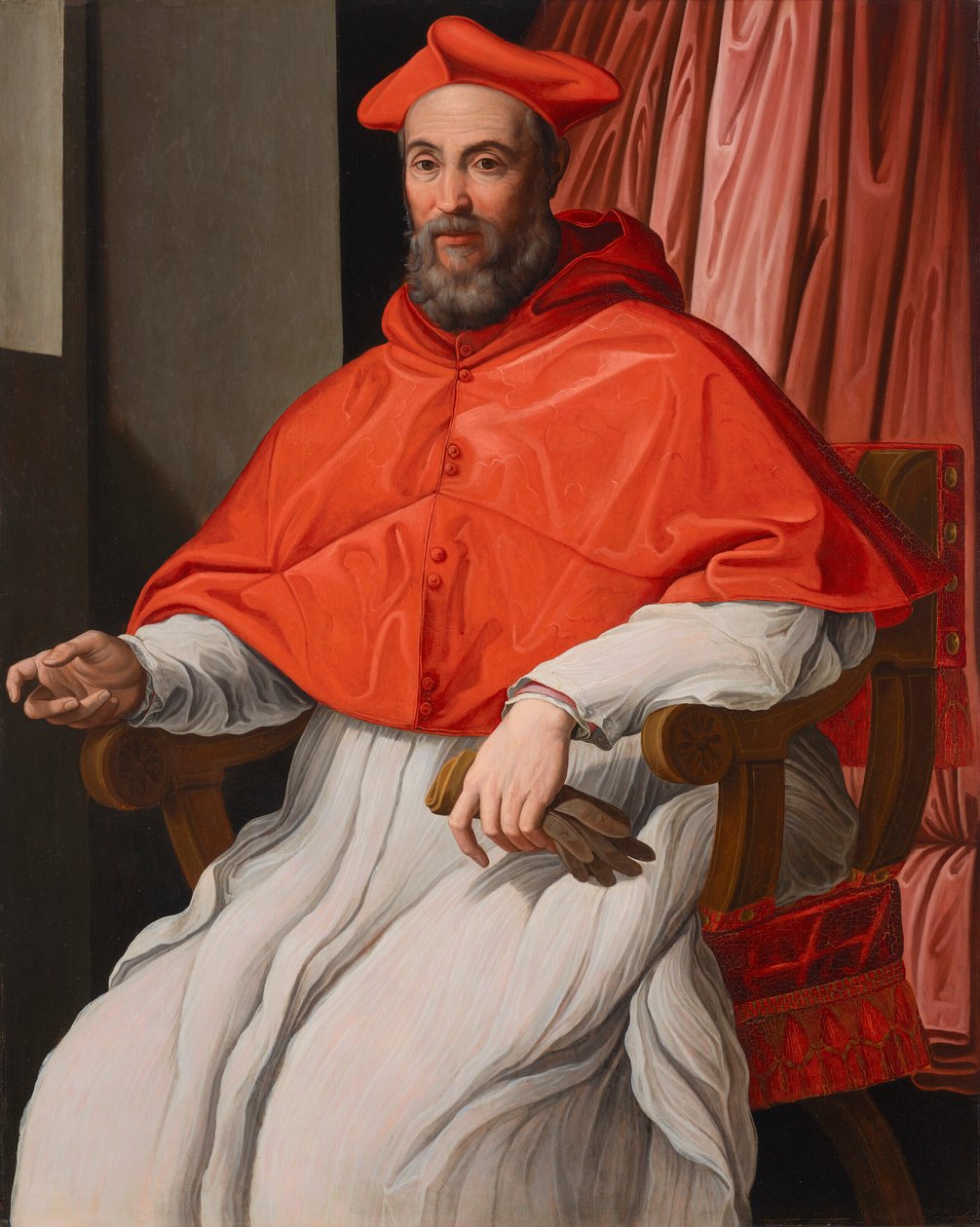 Portret Niccolo Gaddiego (1537-1591), w szatach kardynalskich, trzymającego rękawiczki autorstwa Jacopino del Conte