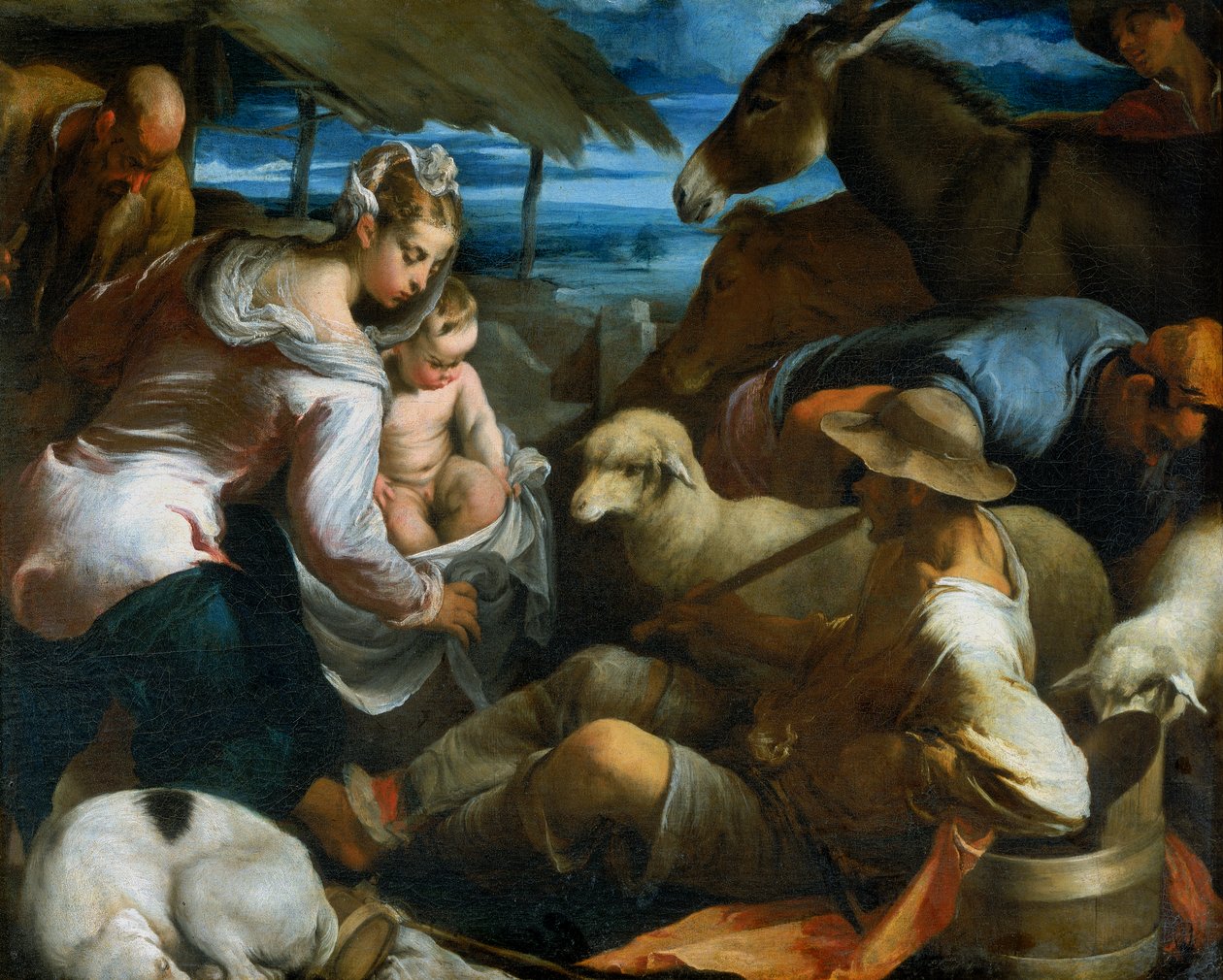 Adoracja pasterzy autorstwa Jacopo Bassano