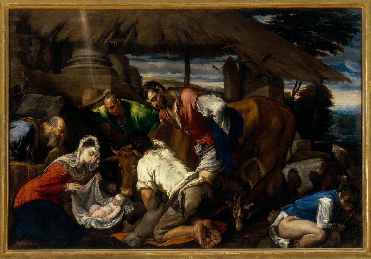 Adoracja pasterzy, ok. 1562 autorstwa Jacopo Bassano
