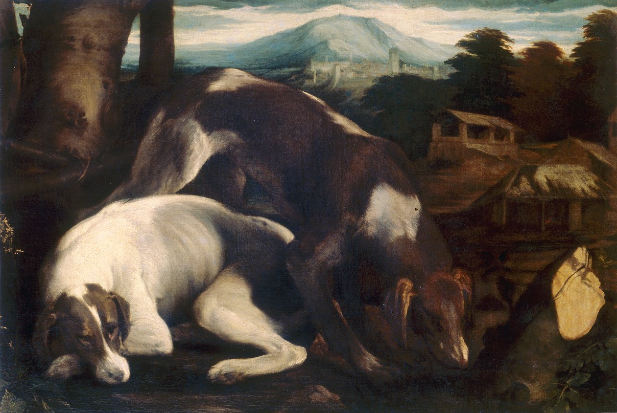 Dwa psy autorstwa Jacopo Bassano