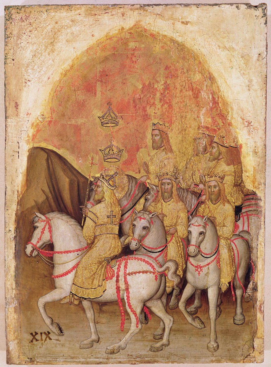 Spacer królów (tempera na płycie) autorstwa Jacopo Alberegno