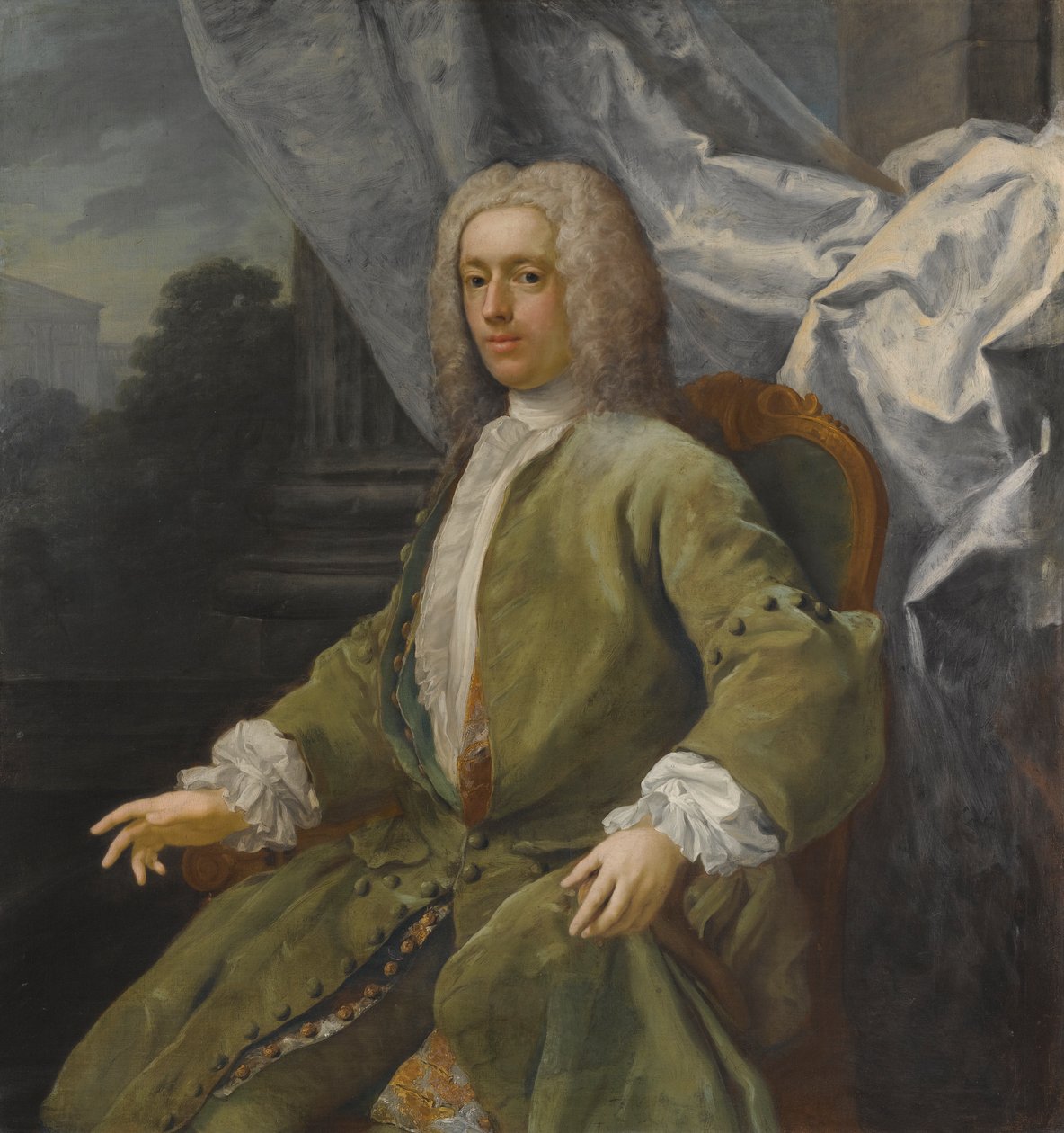 Portret siedzącego dżentelmena, długość trzech czwartych autorstwa Jacopo Amigoni