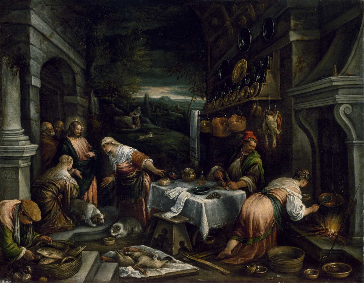 Chrystus w Domu Marii, Marty i Łazarza autorstwa Jacopo Bassano