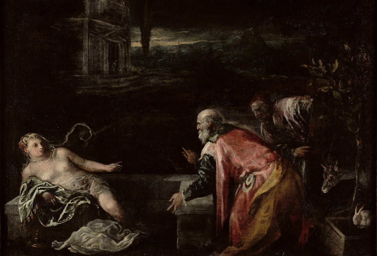 Zuzanna i starsi, 1585 autorstwa Jacopo Bassano