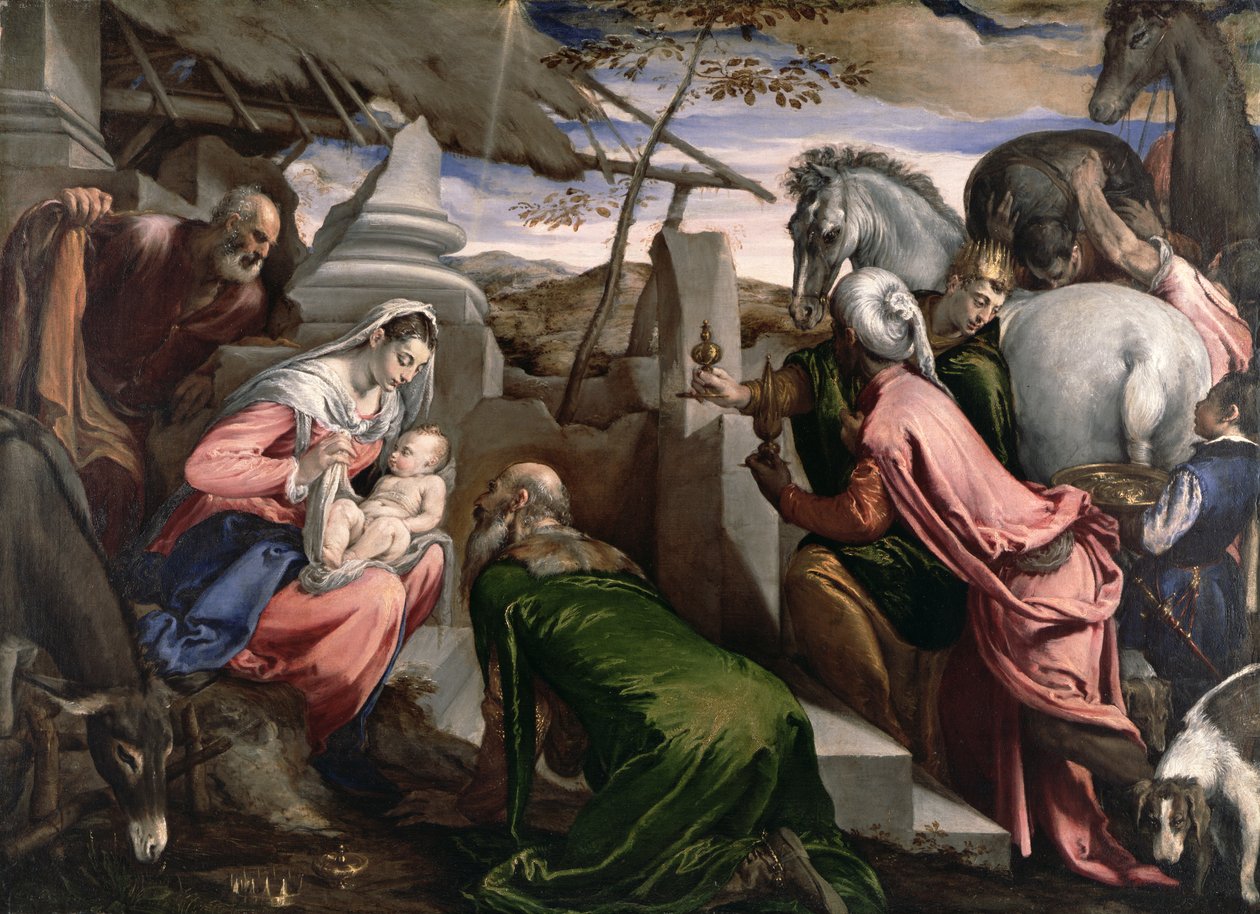 Adoracja Trzech Króli, c.1568 autorstwa Jacopo Bassano