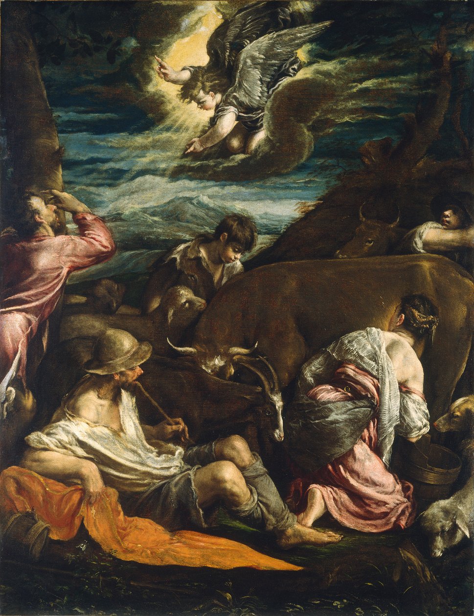 Zwiastowanie pasterzom, c.15551560 autorstwa Jacopo Bassano