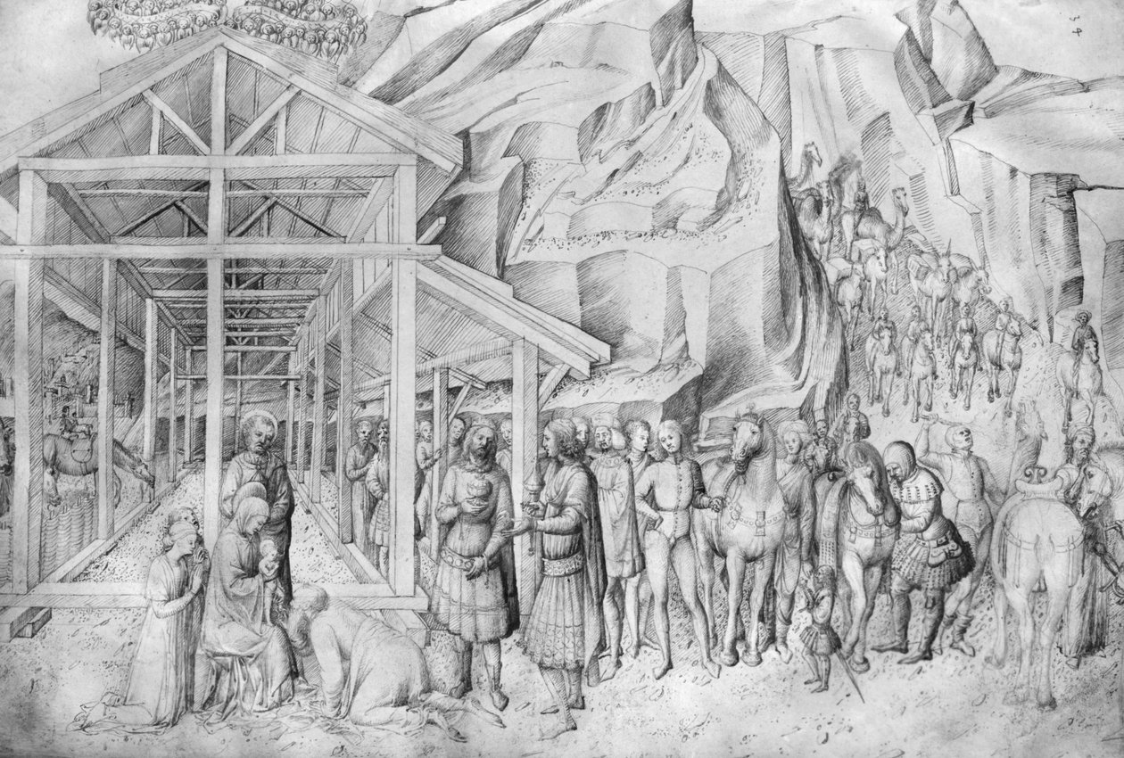 Adoracja Magów, z Albumu rysunków Jacopo Belliniego (pióro i tusz na papierze welinowym) autorstwa Jacopo Bellini