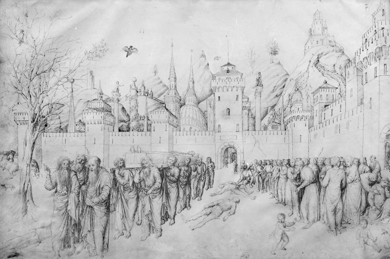 Pogrzeb Marii, z Albumu rysunków Jacopo Belliniego (pióro i atrament na welinie) autorstwa Jacopo Bellini