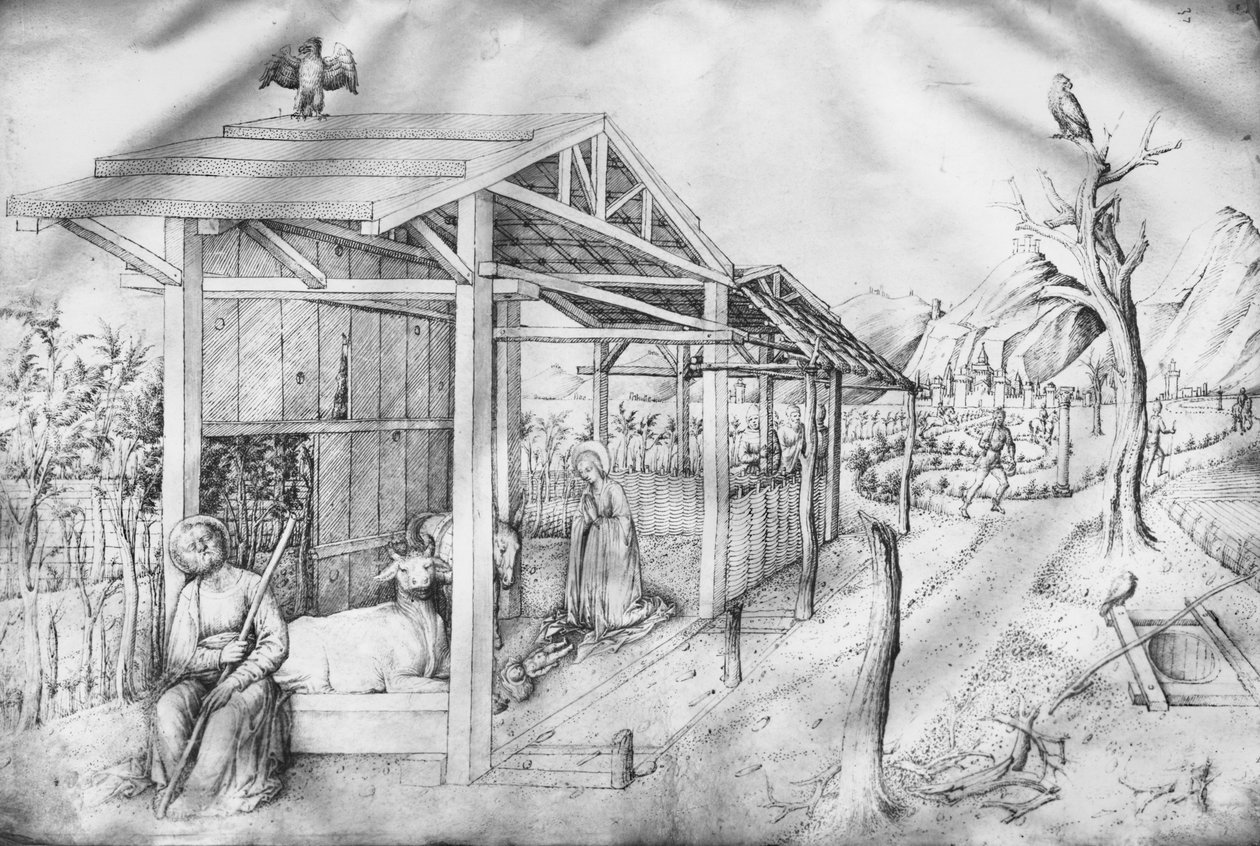 Narodzenia, z Albumu rysunków Jacopo Belliniego (pióro i atrament na welinie) autorstwa Jacopo Bellini