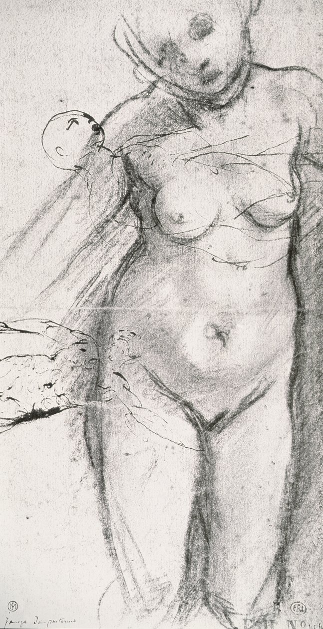 Studium długości kolan nagiej kobiety autorstwa Jacopo Pontormo