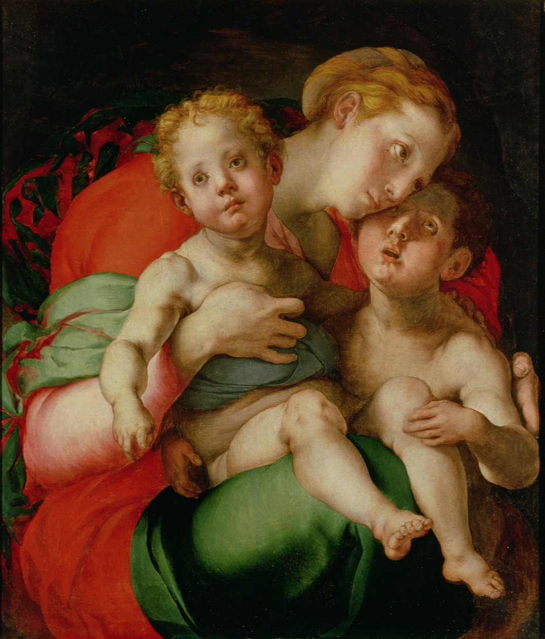 Madonna z Dzieciątkiem z Dzieciątkiem Św. Jan Chrzciciel (panel) autorstwa Jacopo Pontormo