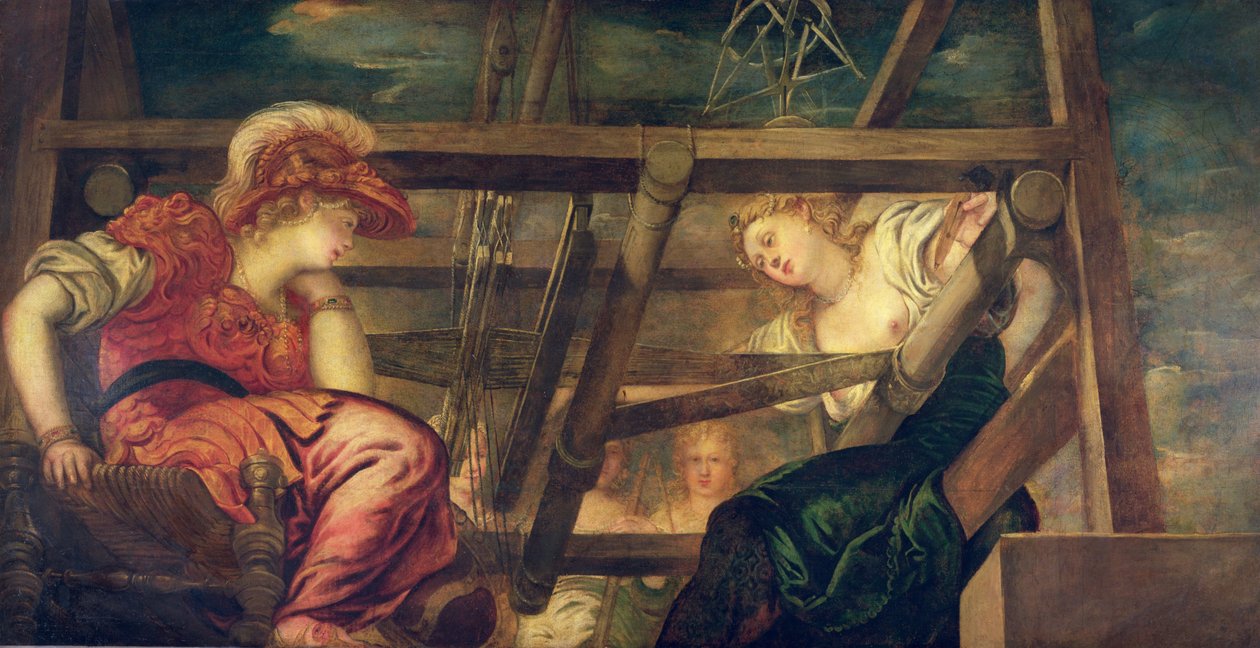 Atena i Arachne, c.1475-85 autorstwa Jacopo Robusti Tintoretto