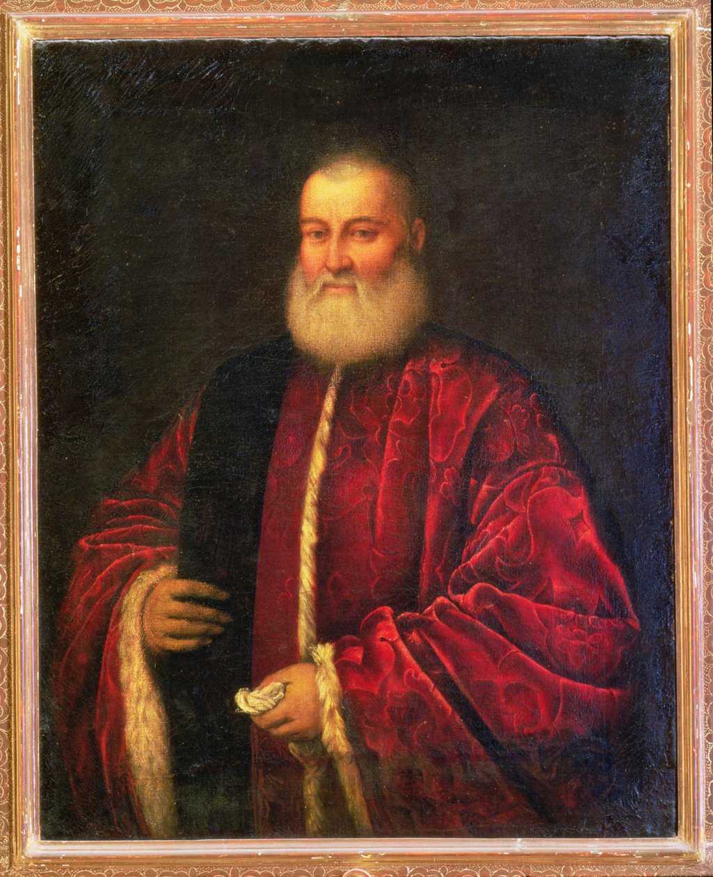 Portret starca w czerwonych szatach autorstwa Jacopo Robusti Tintoretto