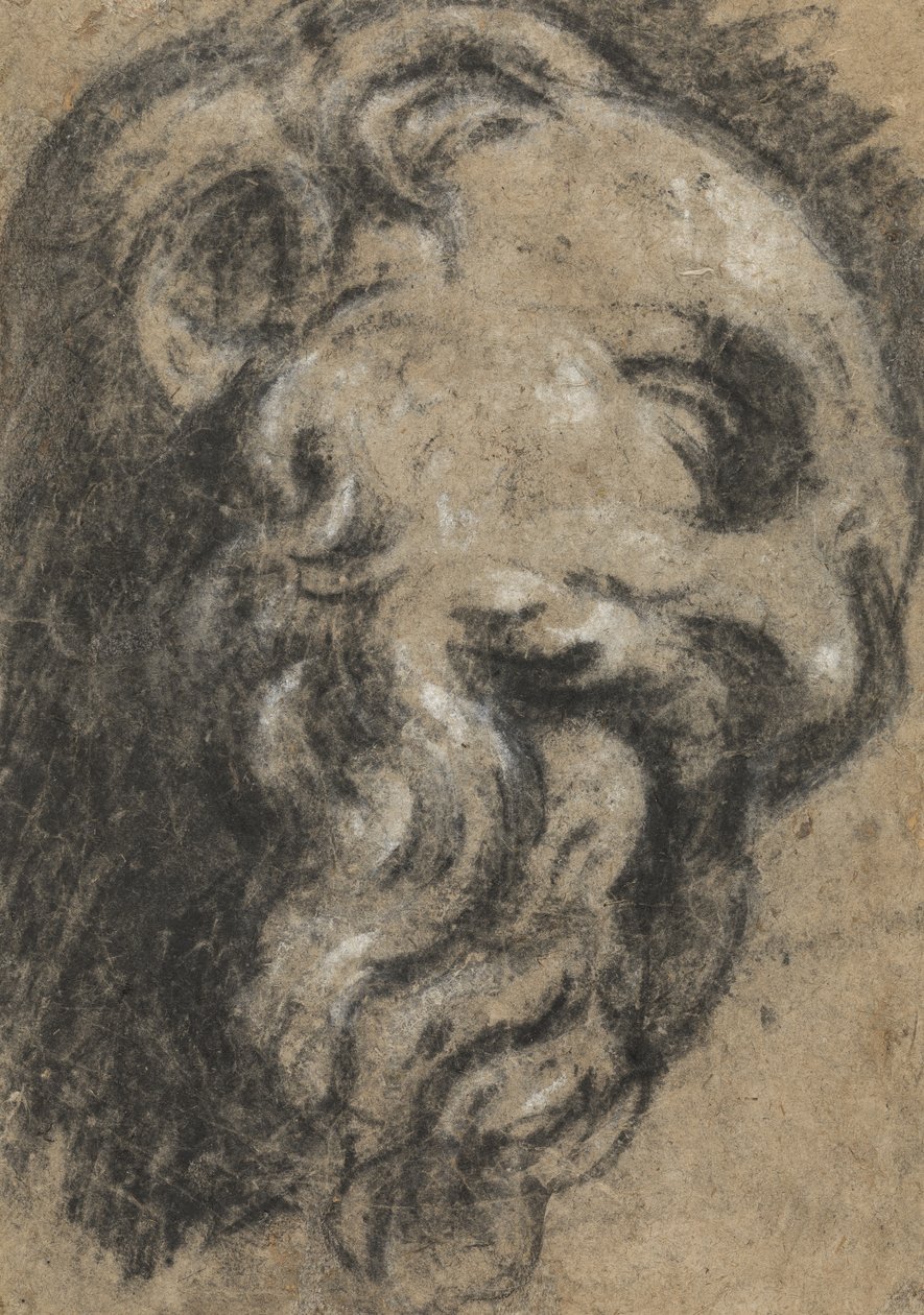 Studium według św. Damiana Michała Anioła między 1545 a 1550 (czarna kreda, podwyższona bielą na beżowym papierze) autorstwa Jacopo Robusti Tintoretto