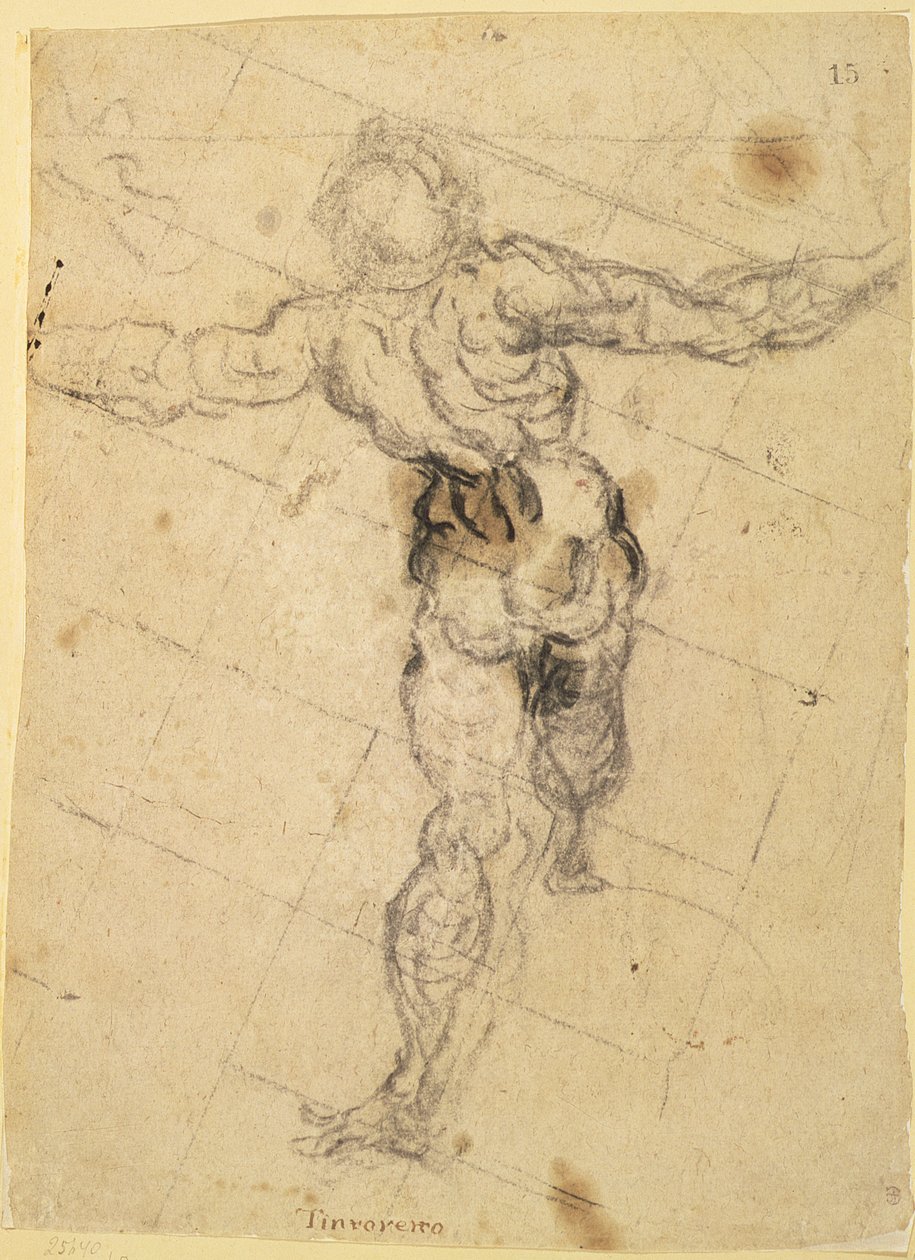 Studium aktu męskiego z tyłu autorstwa Jacopo Robusti Tintoretto
