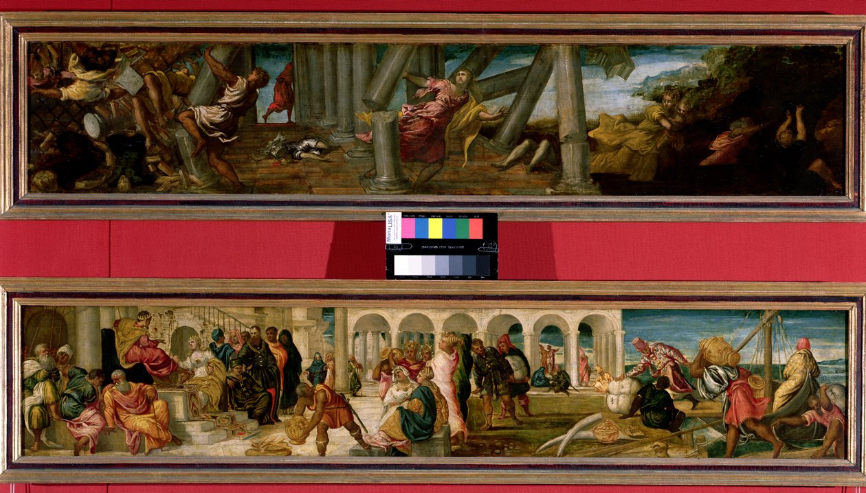 Śmierć Samsona; Królowa Saby przed królem Salomonem (para), 1543 autorstwa Jacopo Robusti Tintoretto