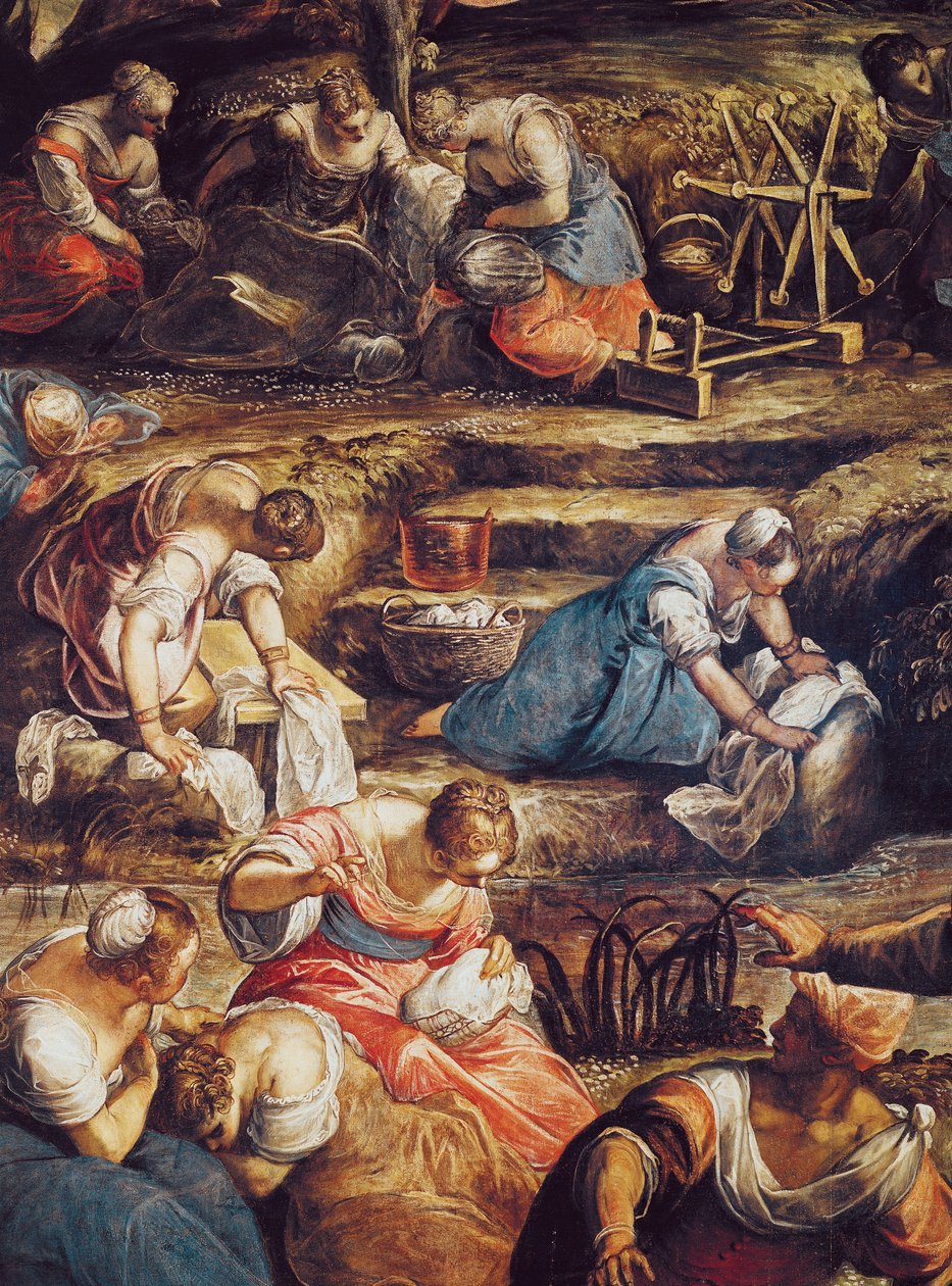Cudowny Upadek Manny, szczegół pracy kobiet autorstwa Jacopo Robusti Tintoretto