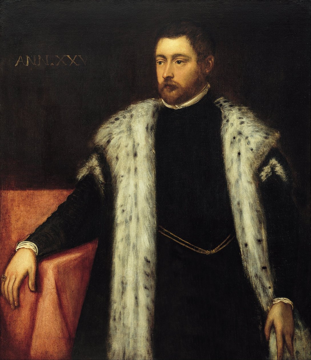 Dwudziestopięcioletnia młodzież z futrzanym płaszczem autorstwa Jacopo Robusti Tintoretto