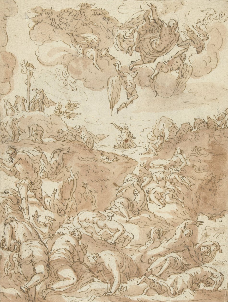 Miedziany wąż, 1581 (pióro na papierze) autorstwa Jacopo Robusti after Tintoretto