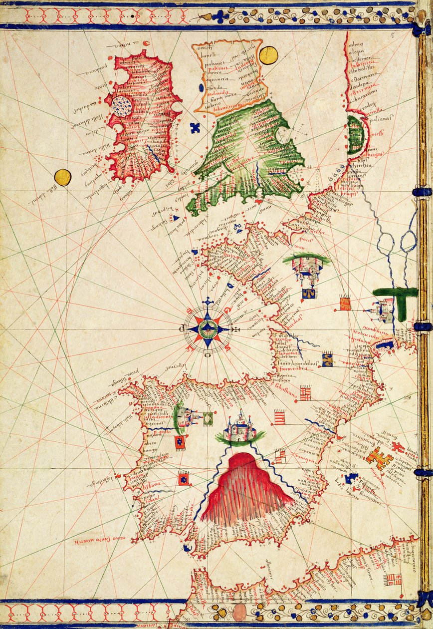 Pani Ital 550.03.15 fol.2r Mapa Europy z „Carte Geografiche” autorstwa Jacopo Russo