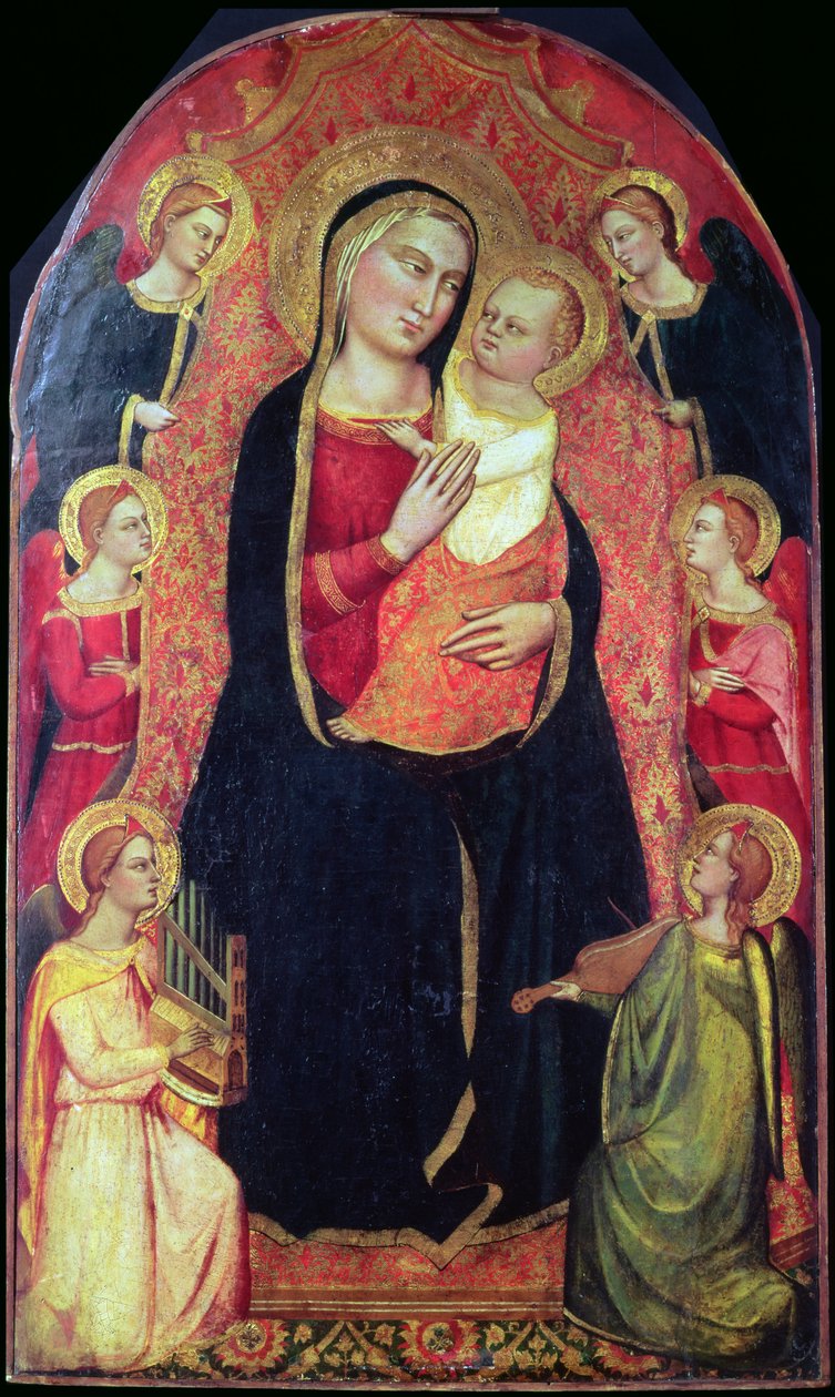 Dziewica z Dzieciątkiem na tronie z aniołami autorstwa Jacopo di Cione