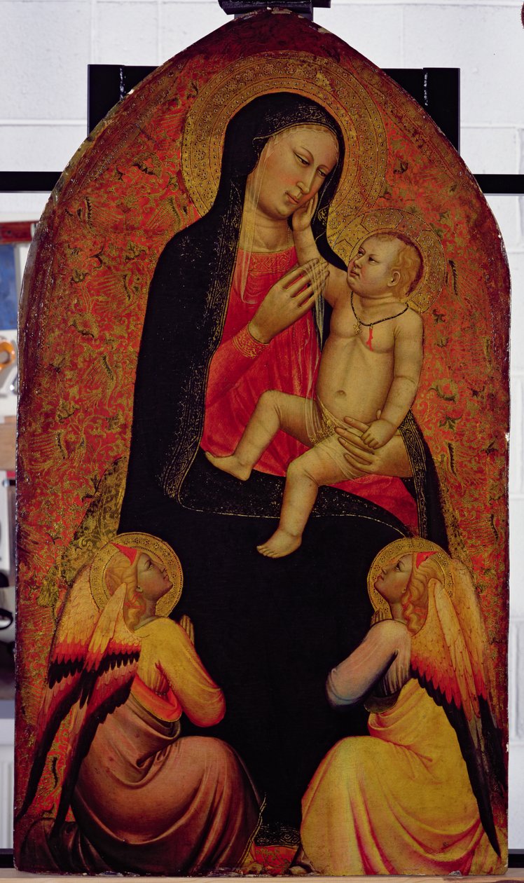 Matka Boska z Dzieciątkiem i dwoma aniołami (tempera na płycie) autorstwa Jacopo di Cione