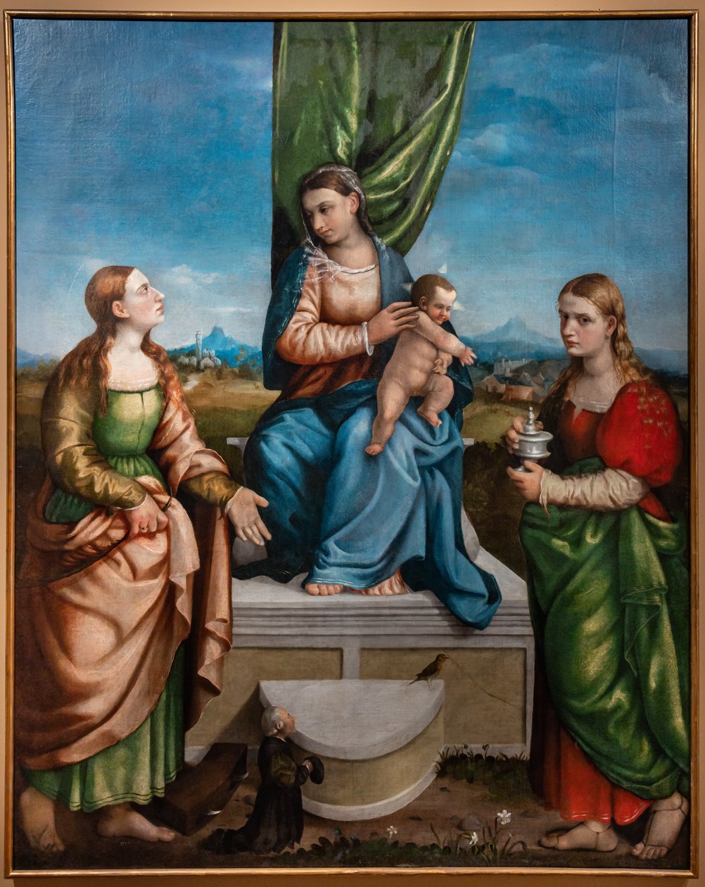 Madonna na tronie z Dzieciątkiem Jezus między świętymi Katarzyną i Marią Magdaleną, trzecia dekada XVI wieku (olej na płótnie) autorstwa Jacopo (1510 92) Bassano