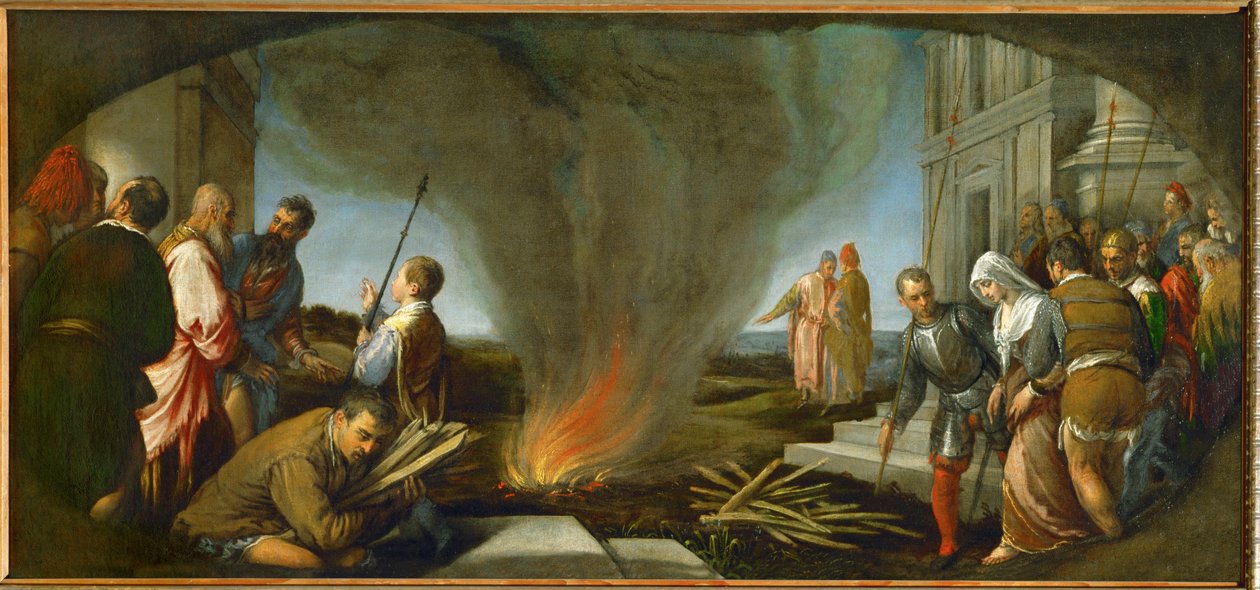 Tamar zostaje zaprowadzona na stos autorstwa Jacopo (1510-92) Bassano