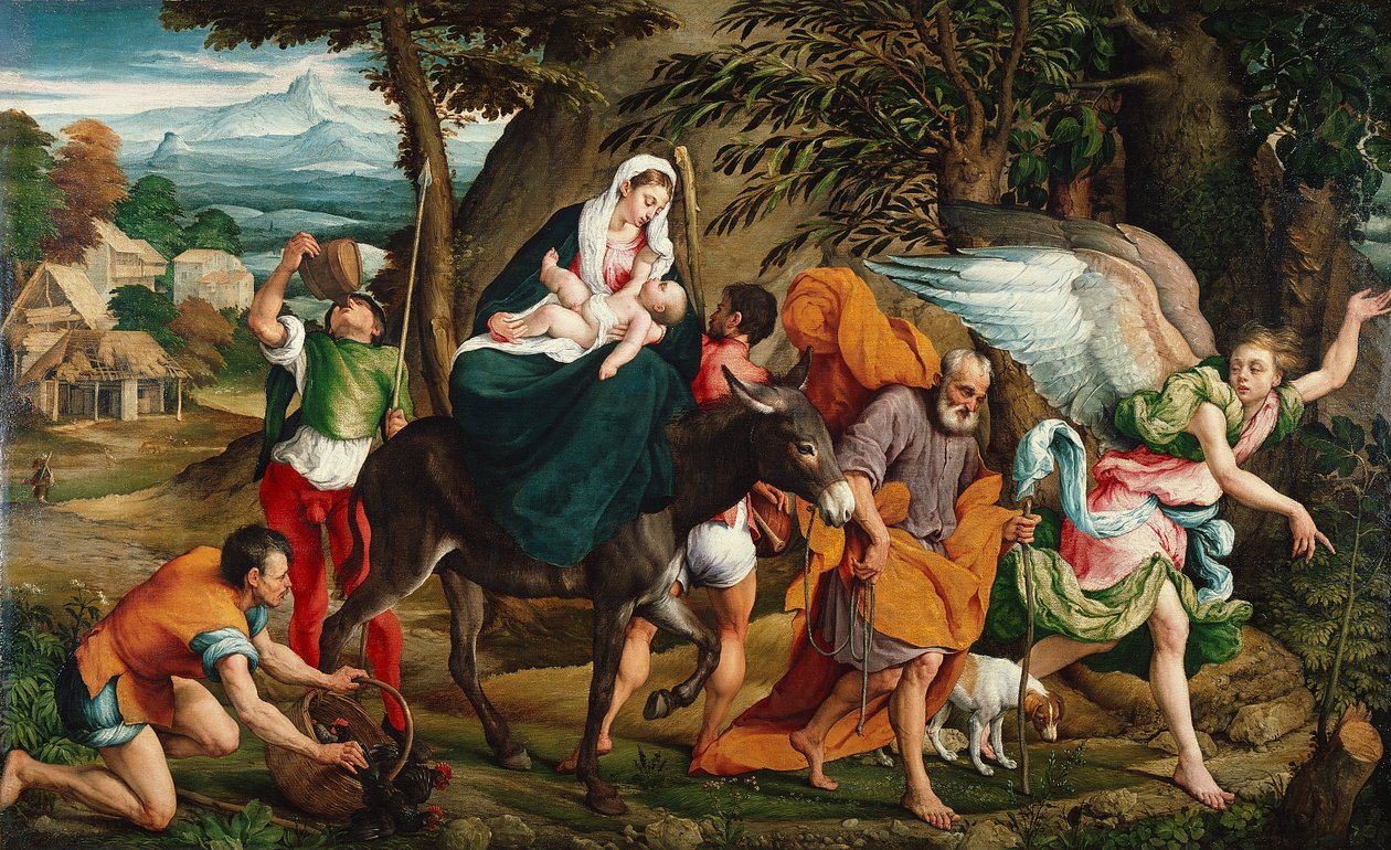 Ucieczka do Egiptu, ok. 1544-45 (olej na płótnie) autorstwa Jacopo (1510 92) Bassano