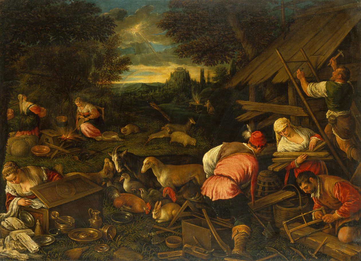 God speaks to Noah after the Flood, c.1578 (oil on canvas)   1316036   pl       polish Successfully Translated  Original: The Man Outside, ca. 1770., ca. 1770. Translat: The Man Outside, ca. 1770., ca. 1770. 1162753 pl polish Successfully Translated Origin autorstwa Jacopo and Bassano Francesco (F. da Ponte) Bassano