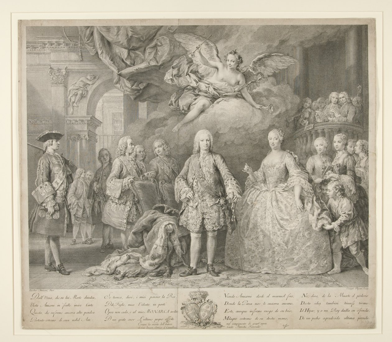 Ferdynand VI i jego królowa Maria Barbara z Braganzy ze Scarlattim i słynnym włoskim kastratem Farinellim autorstwa Jacopo (after) Amigoni