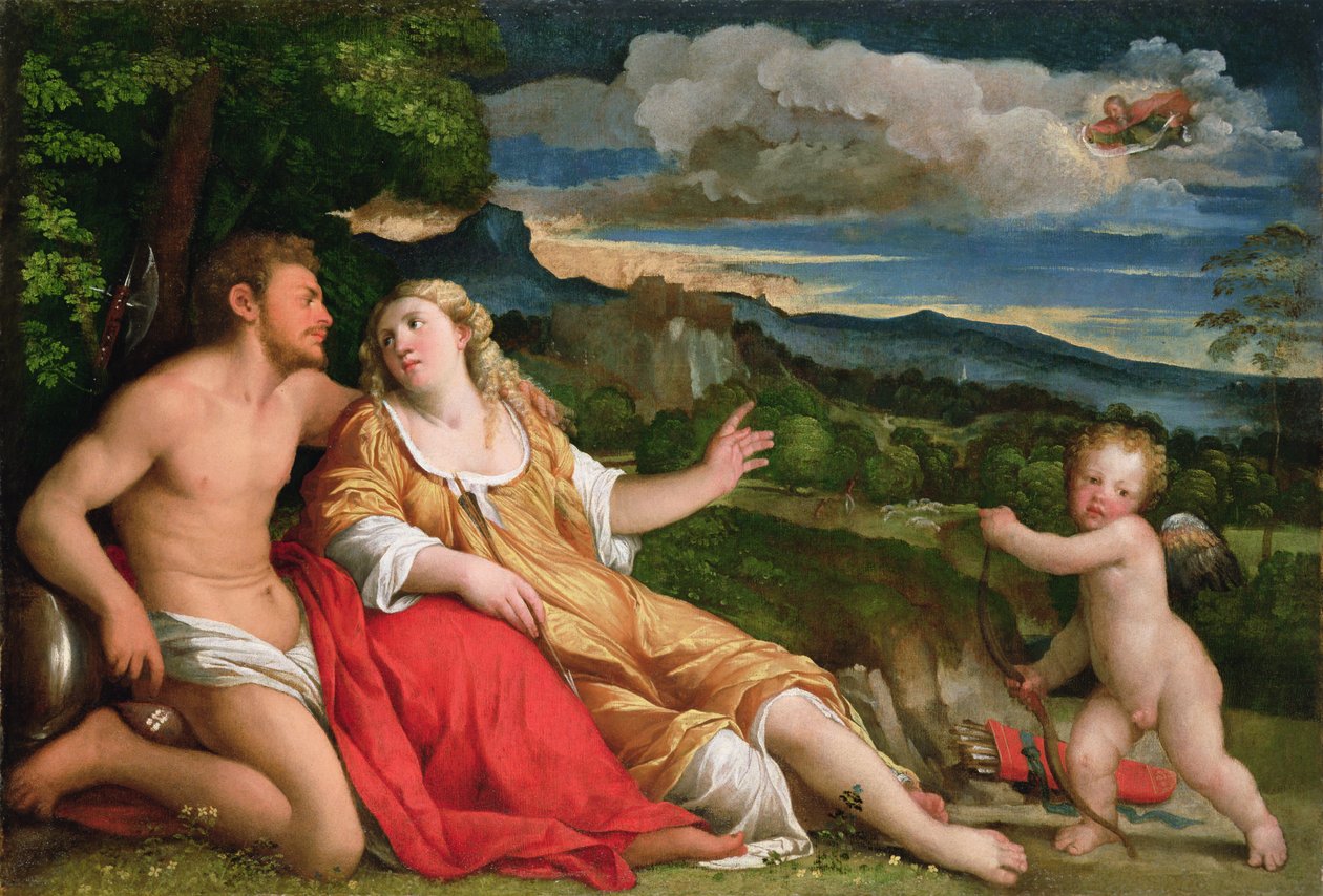 Mars, Wenus i Kupidyn (olej na płótnie) autorstwa Jacopo (c.1480 1528) Palma