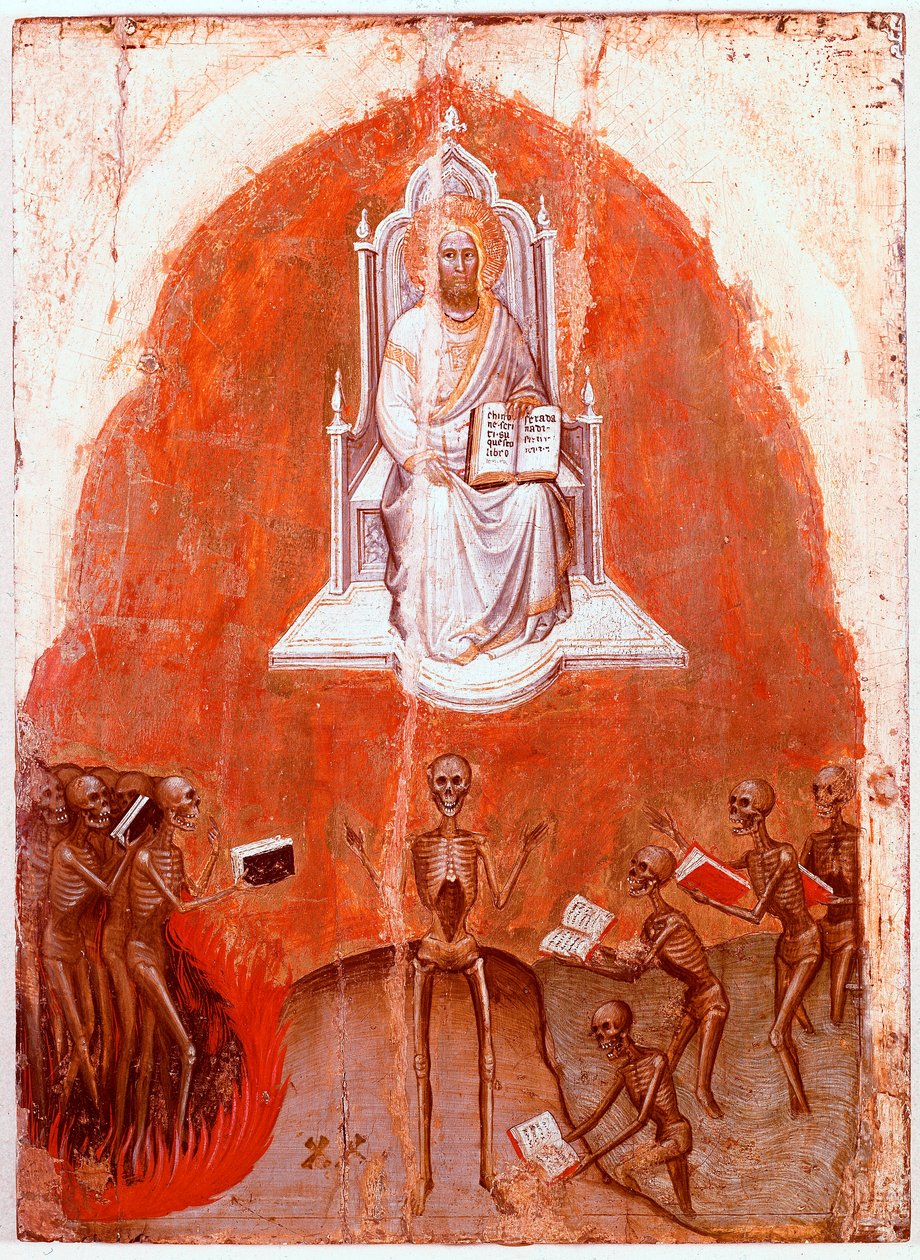Lewy panel Poliptyku Objawienia: Chrystus z Księgą Życia. Detrempe on wood autorstwa Jacobello Alberegno (ok. 1367-1397) 1360-1390. Gallerie dell