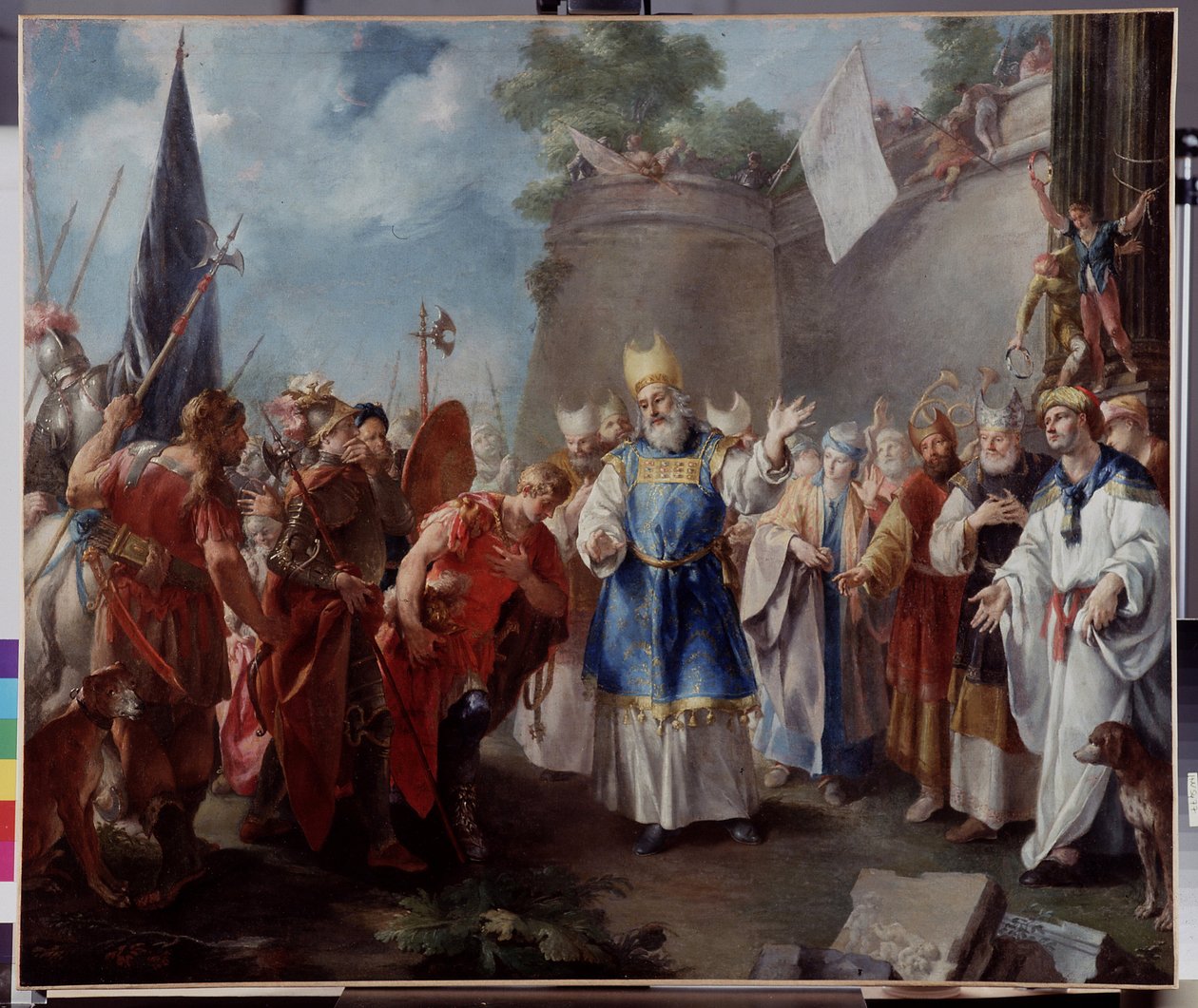 Cesarz Aleksander składa hołd arcykapłanowi Jaddusowi. Obraz przypisywany Jacopo Amigoniemu (lub Giacomo Amiconi autorstwa Jacopo Amigoni