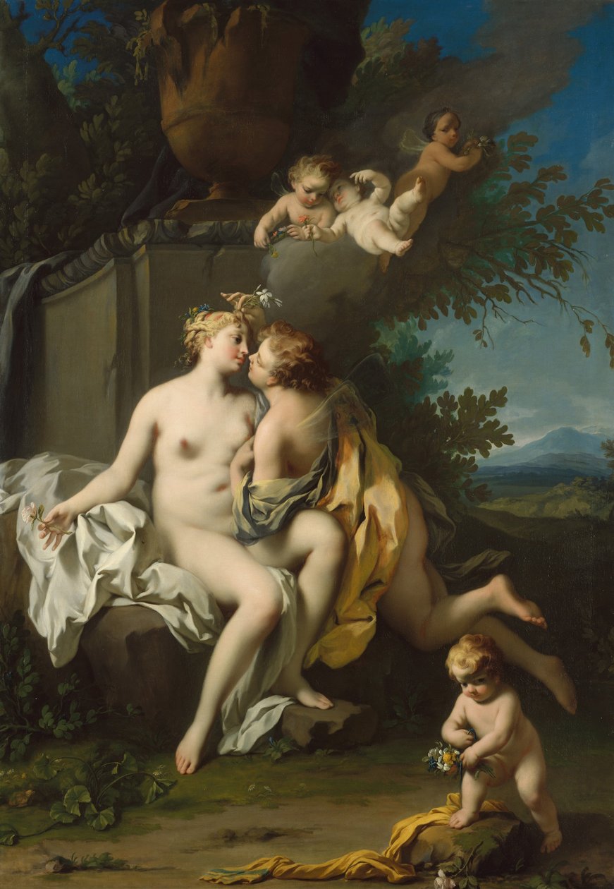 Flora i Zefir, ok. 1730 (olej na płótnie) autorstwa Jacopo Amigoni
