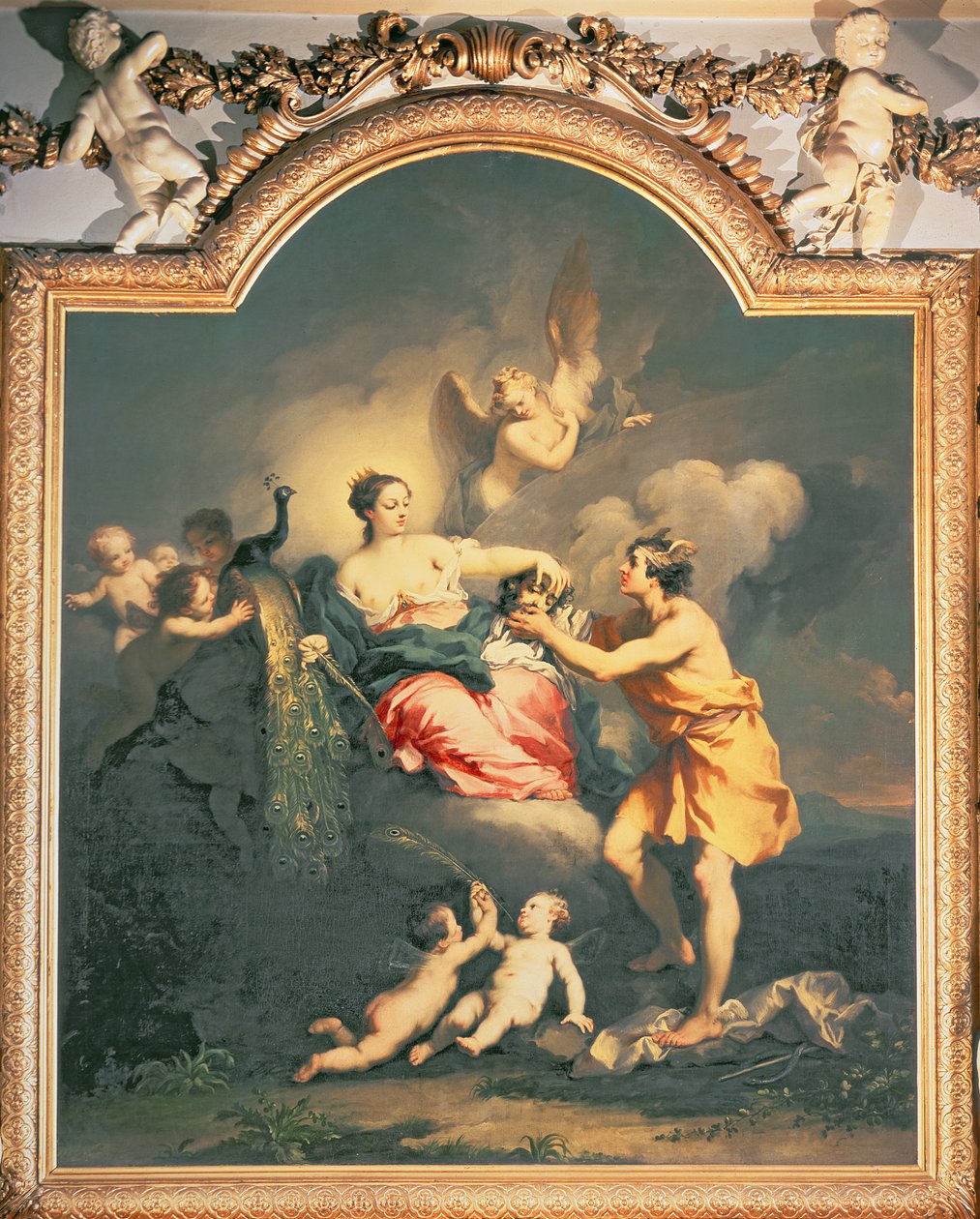 Juno otrzymuje głowę Argusa (olej) autorstwa Jacopo Amigoni