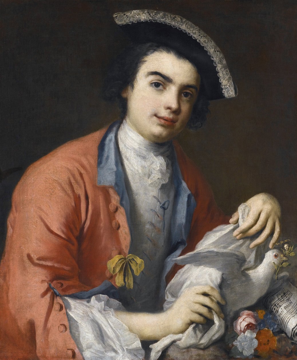 Portrait de Carlo Broschi dit Farinelli, chanteur contralto et sopran, castrat italien - Portret Carlo Broschiego (1705-1782), znany jako Farinelli par Amigoni, Jacopo (1675-1752). Olej na płótnie, format: 76x63,5 - Kolekcja prywatna autorstwa Jacopo Amigoni