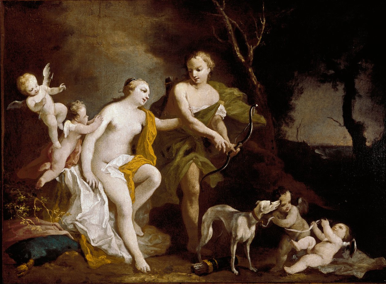 Wenus i Adonis (olej na płótnie) autorstwa Jacopo Amigoni