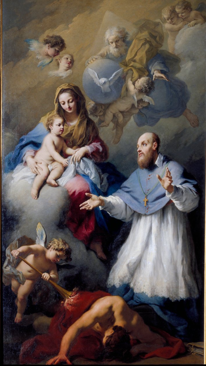 Dziewica z Dzieciątkiem ze św. Obraz Jacopo Amigoniego (1675-1752) 1743 Wenecja, kościół Santa Maria della Fava autorstwa Jacopo Amigoni